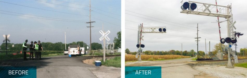 railroad crossing before and after